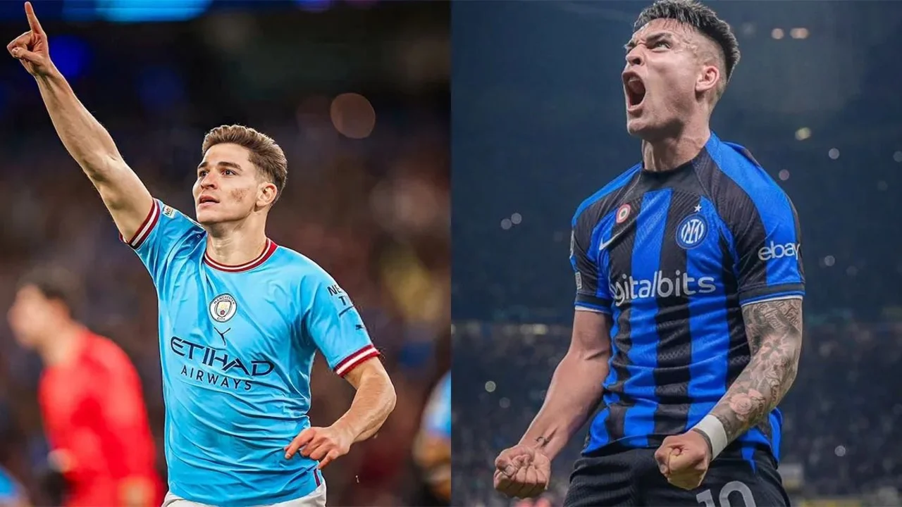 Lautaro Martínez y Julián Álvarez