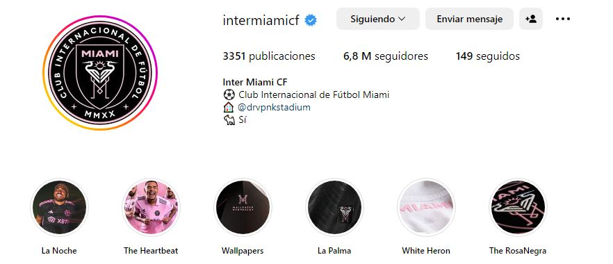 Instagram del Inter de Miami