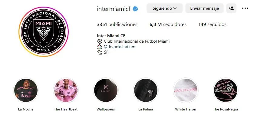Instagram del Inter de Miami