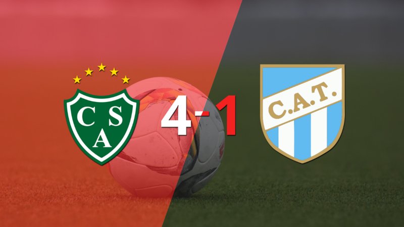Sergio Quiroga anotó un doblete en la goleada 4-1 de Sarmiento a Atlético Tucumán