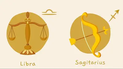 Imagen de los signos zodiacales de Libra y Sagitario Imagen de los signos zodiacales de Libra y Sagitario