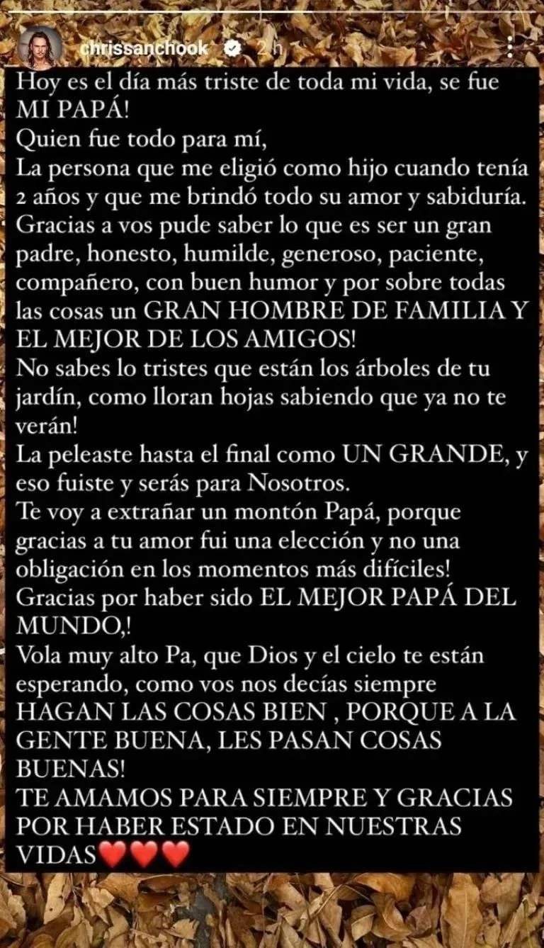 Murió el papá de Christian Sancho