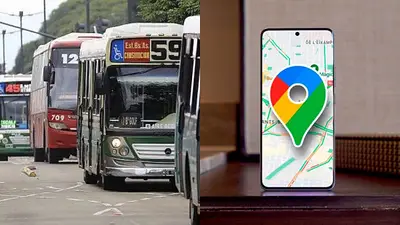 Colectivos y el logo de Google Maps Colectivos y el logo de Google Maps