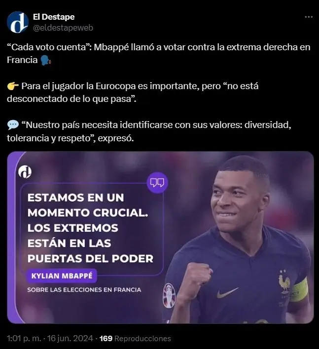 Kylian Mbappé, elecciones en Francia, Selección de Francia, Real Madrid, política, deportes
