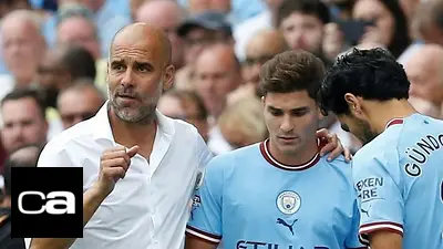 Julián Álvarez Pep Guardiola Manchester City Julián Álvarez Pep Guardiola Manchester City