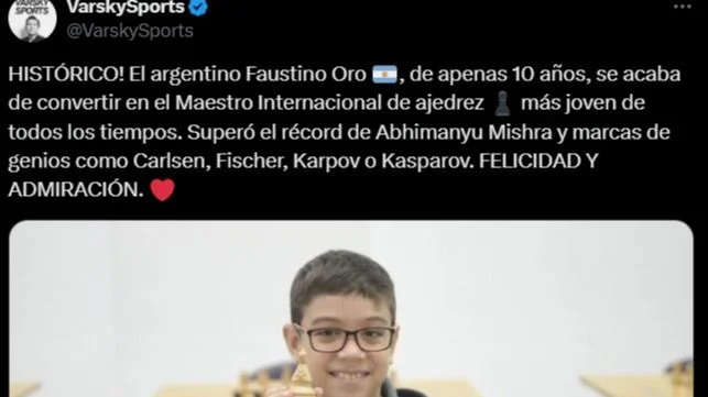 Faustino Oro, ajedrez, deportes