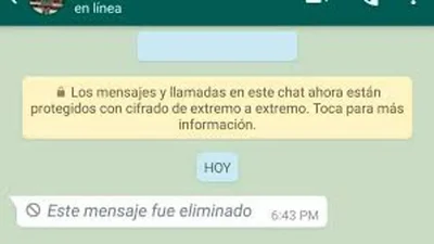 Mensaje eliminado de WhatsApp Mensaje eliminado de WhatsApp
