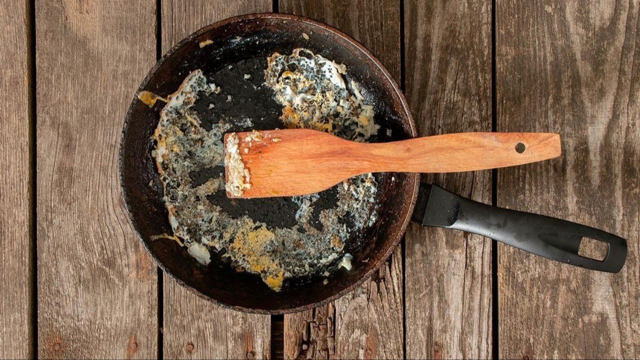 sartén, comida, cocina, aceite, sal, sal gruesa