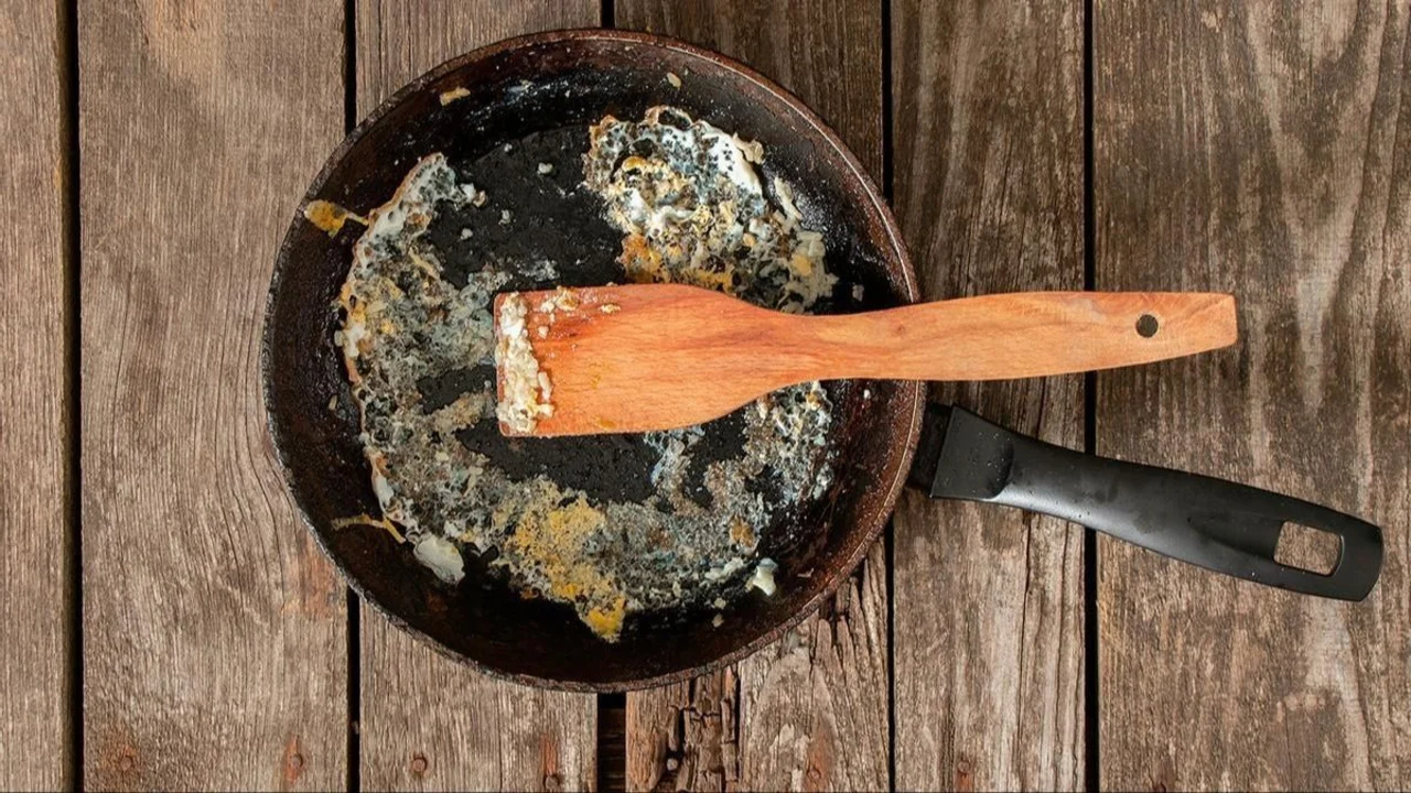 sartén, comida, cocina, aceite, sal, sal gruesa