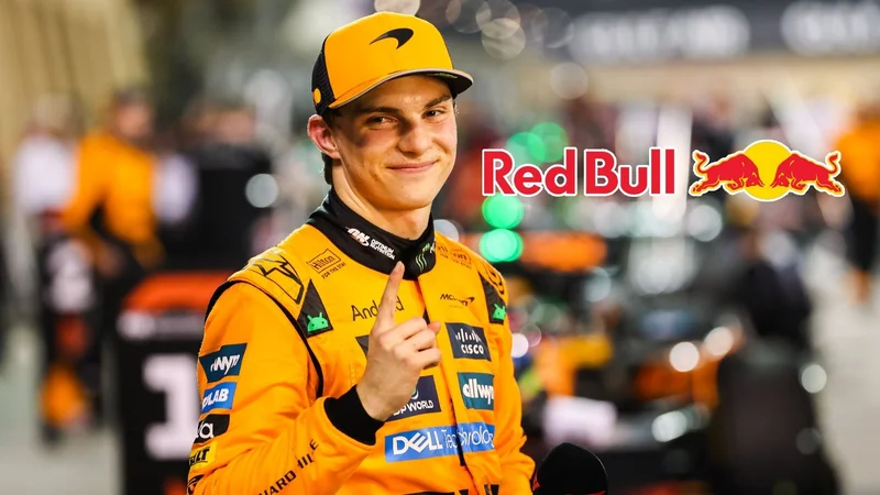 Oscar Piastri y el logo de Red Bull.
