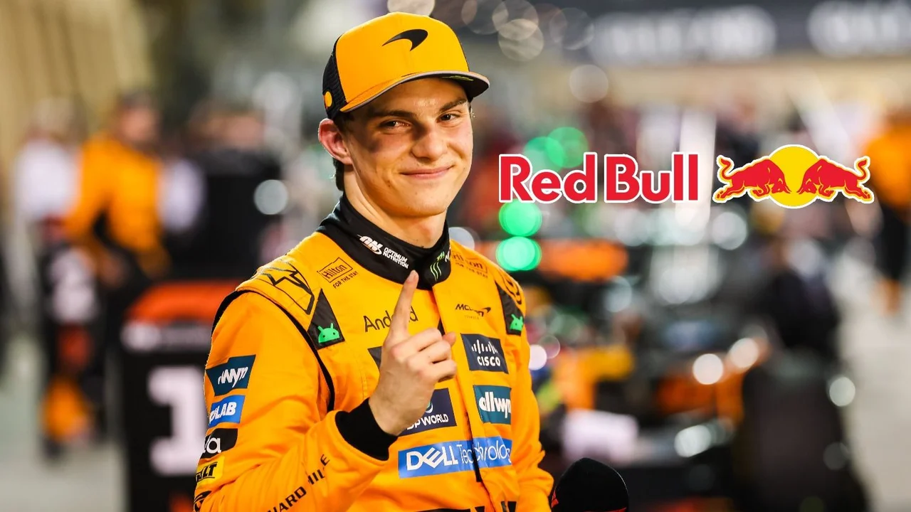 Oscar Piastri y el logo de Red Bull.