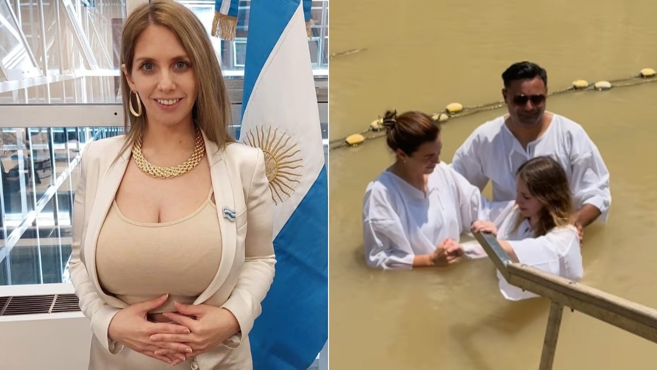 Luego de votar en contra del aumento para jubilados, una diputada cordobesa se bautizó en el río Jordán