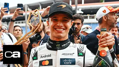 Lando Norris celebrando su victoria en Mónaco. Lando Norris celebrando su victoria en Mónaco.