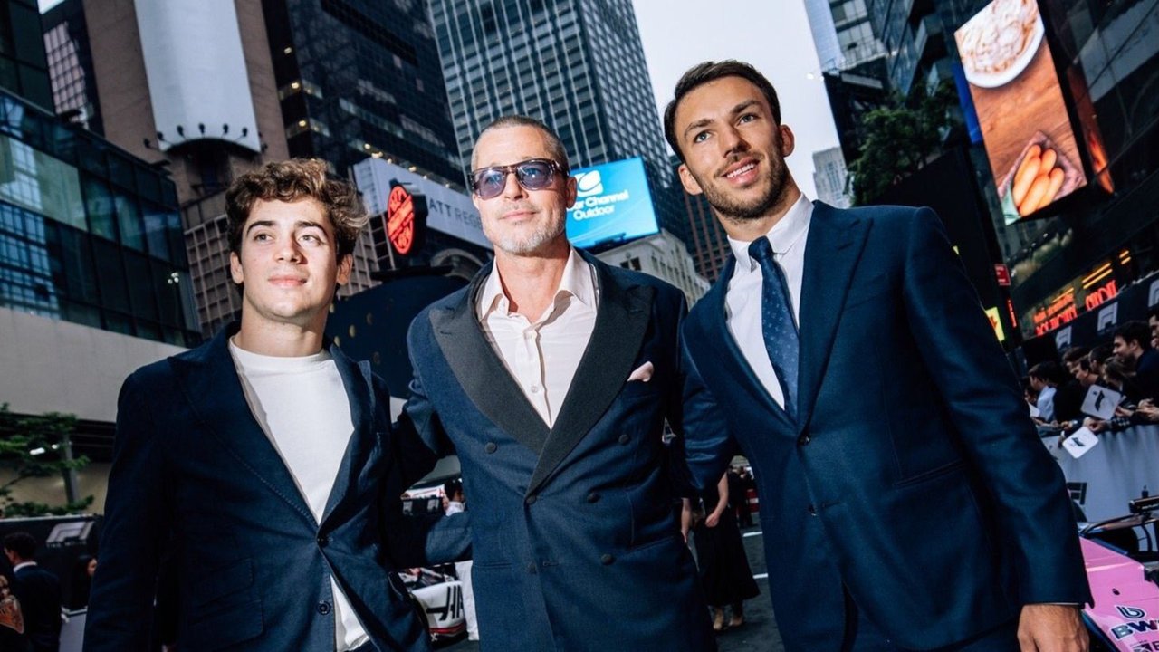 Franco Colapinto, Brad Pitt y Pierre Gasly.