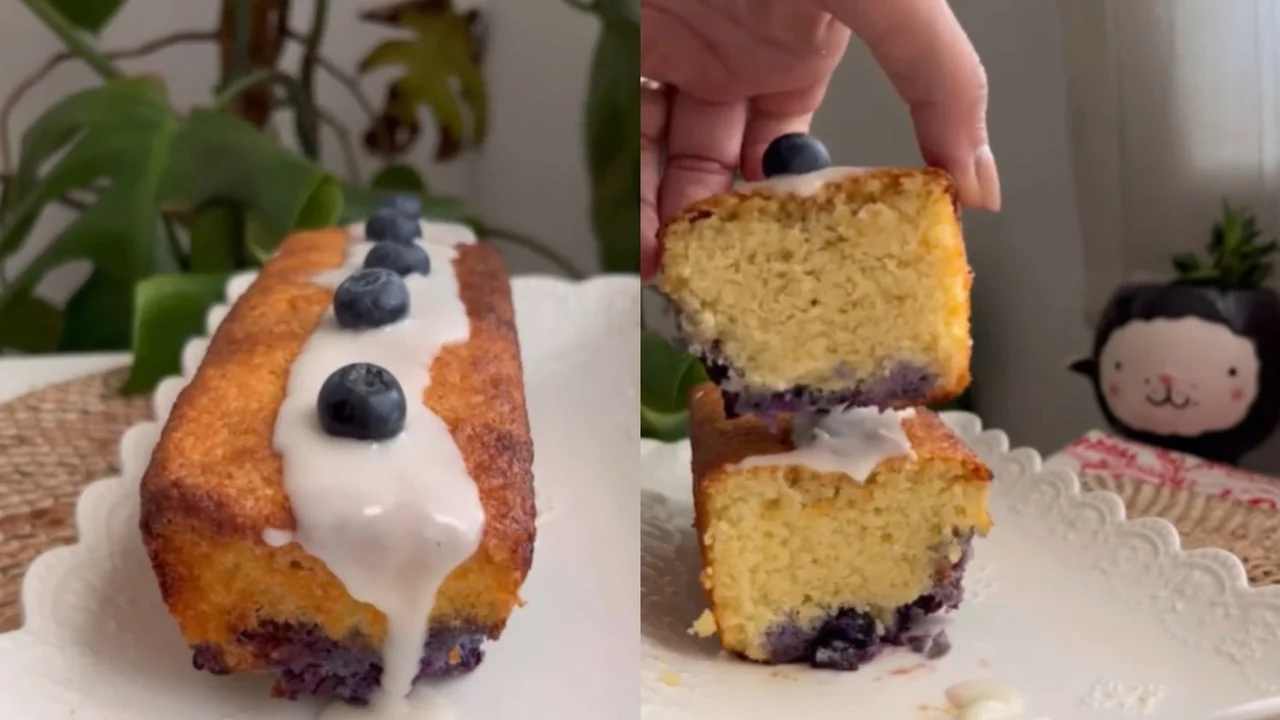 Receta sin gluten y sin azúcar de budín de arándanos y limón