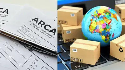Logo de ARCA y compras mundo Logo de ARCA y compras mundo