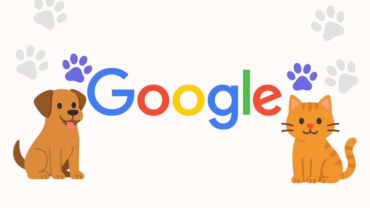 Logo de Google con un perro y un gato