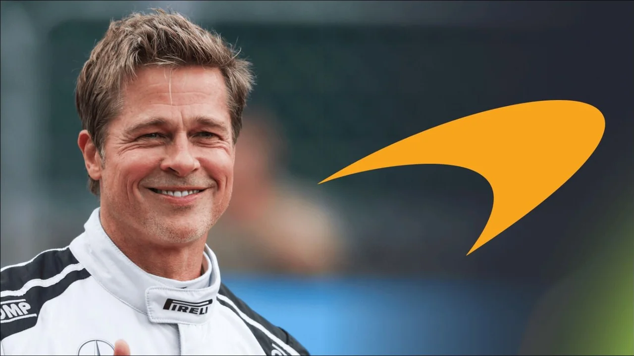 Brad Pitt y el logo de McLaren.