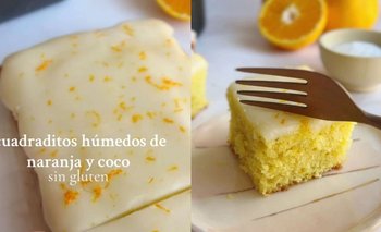 Receta sin gluten y sin azúcar de cuadraditos de naranja y coco | Recetas de cocina