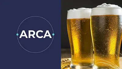 Logo de ARCA y vasos de cerveza Logo de ARCA y vasos de cerveza
