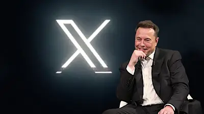 Elon Musk y logo de X. Elon Musk y logo de X.