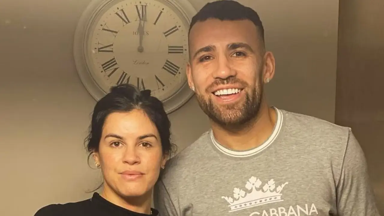 Nicolás Otamendi y su esposa