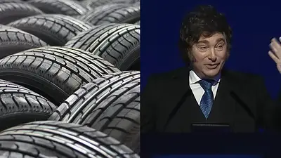 Neumáticos y Javier Milei Neumáticos y Javier Milei