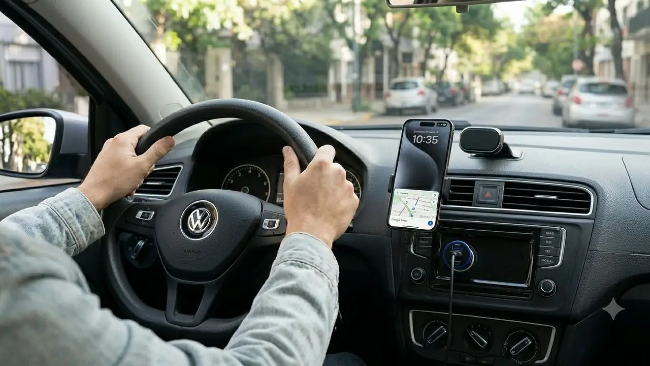 Cuáles son los peligros de cargar el celular mientras manejás. 