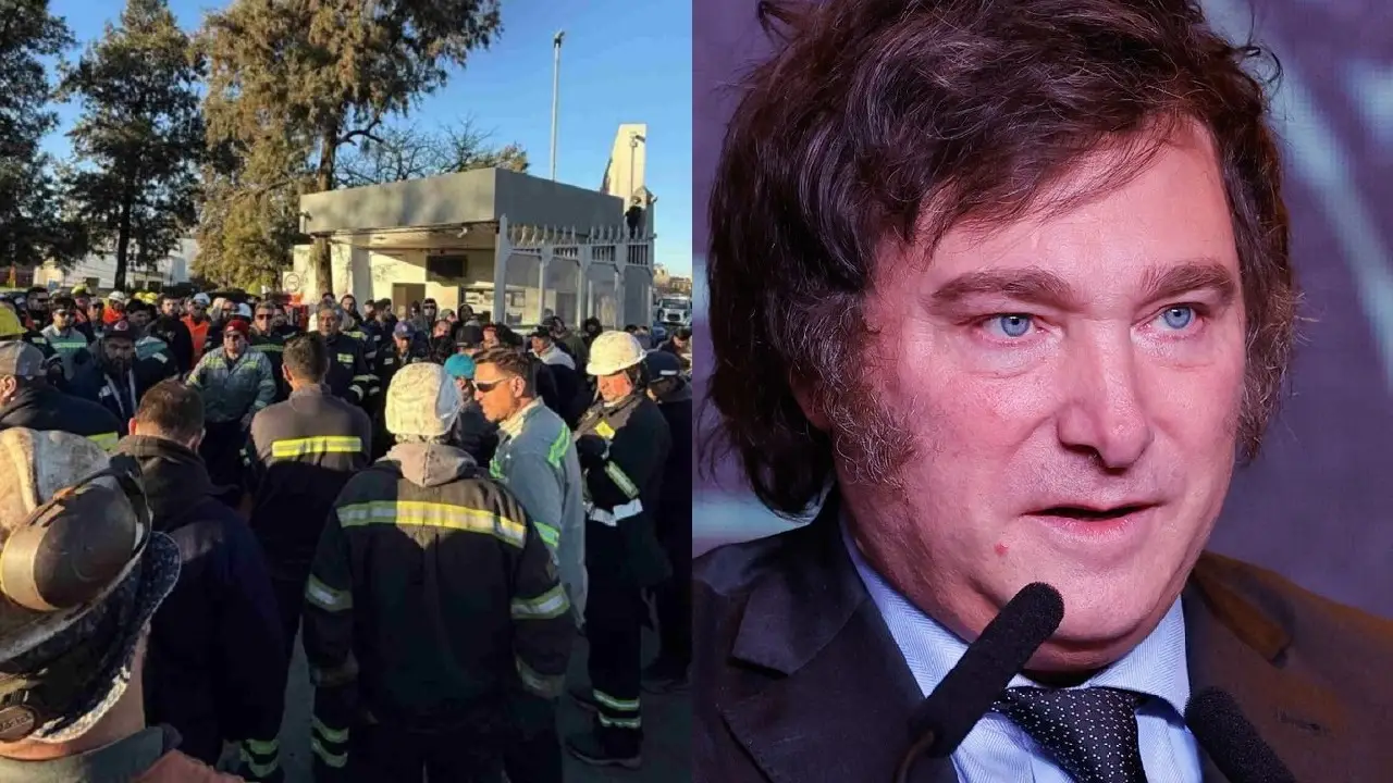 Trabajadores reclamando Javier Milei
