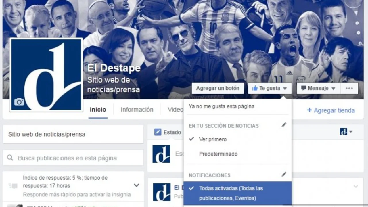¿Cómo tenés que hacer para seguir informándote con El Destape en Facebook?