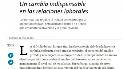 El polémico editorial de La Nación: piden sustituir la indemnización por despido El polémico editorial de La Nación: piden sustituir la indemnización por despido