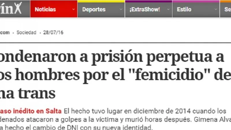 El polémico título de Clarín sobre el femicidio a una trans