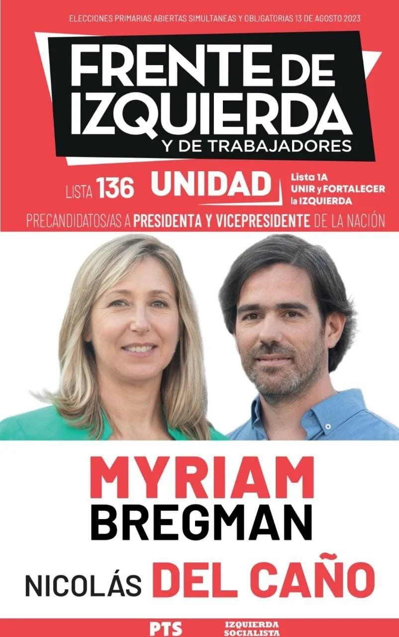 Boleta del FIT Paso 2023, Myriam Bregman y Nicolás del Caño