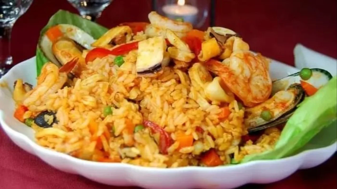 Receta para cocinar arroz con mariscos y azafrán