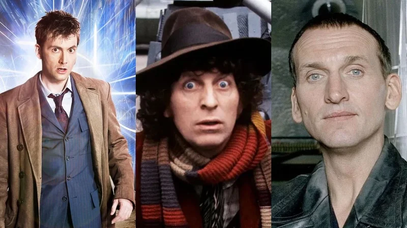 David Tennat; Tom Baker y Christopher Eccleston