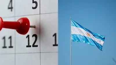 Calendario y una bandera de Argentina Calendario y una bandera de Argentina