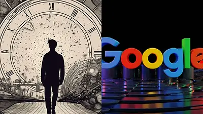 Viaje en el tiempo y logo de Google Viaje en el tiempo y logo de Google