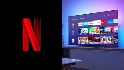 Logo de Netflix y un smart TV Logo de Netflix y un smart TV