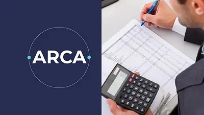 Logo de ARCA y una calculadora Logo de ARCA y una calculadora