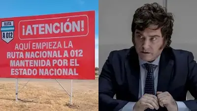 Carteles rojos contra Milei por rutas nacionales Carteles rojos contra Milei por rutas nacionales