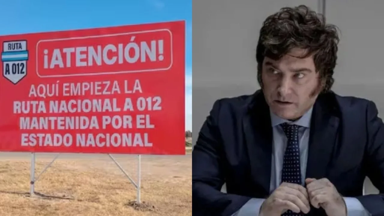 Carteles rojos contra Milei por rutas nacionales