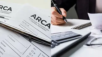 Logo de ARCA y papeles Logo de ARCA y papeles