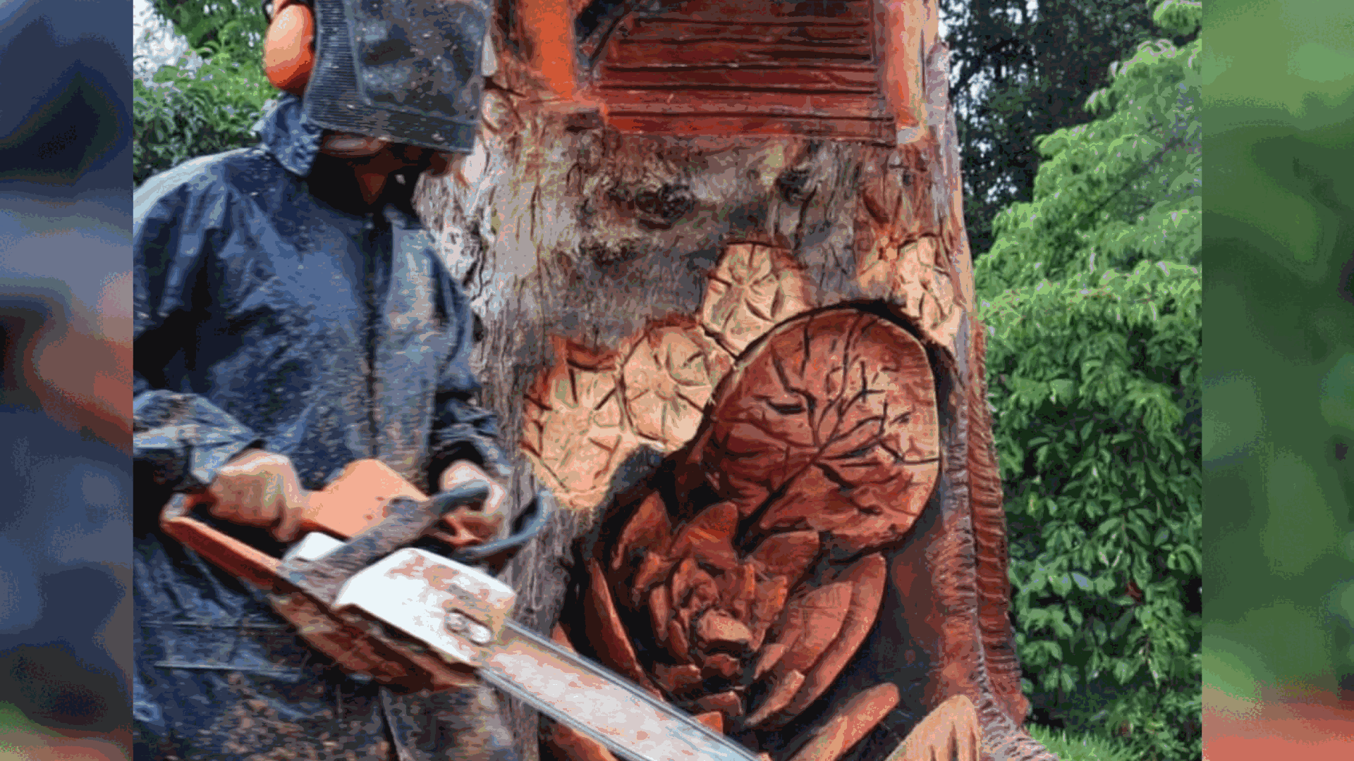 Luis “Wood” Pérez, el artista de la motosiera detrás de las esculturas de eucaliptos en el Jardín Japonés