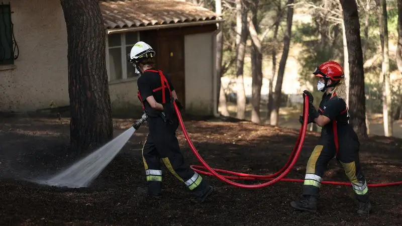 Cientos de bomberos luchan contra un incendio en Francia