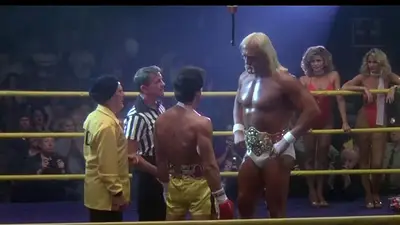 Slyvester Stallone y Hulk Hogan en la grabación de Rocky Slyvester Stallone y Hulk Hogan en la grabación de Rocky