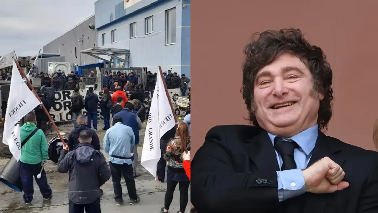 Trabajadores reclamando Javier Milei