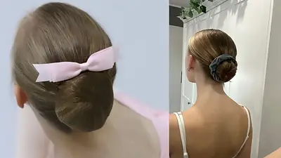Moño en cabello. Moño en cabello.