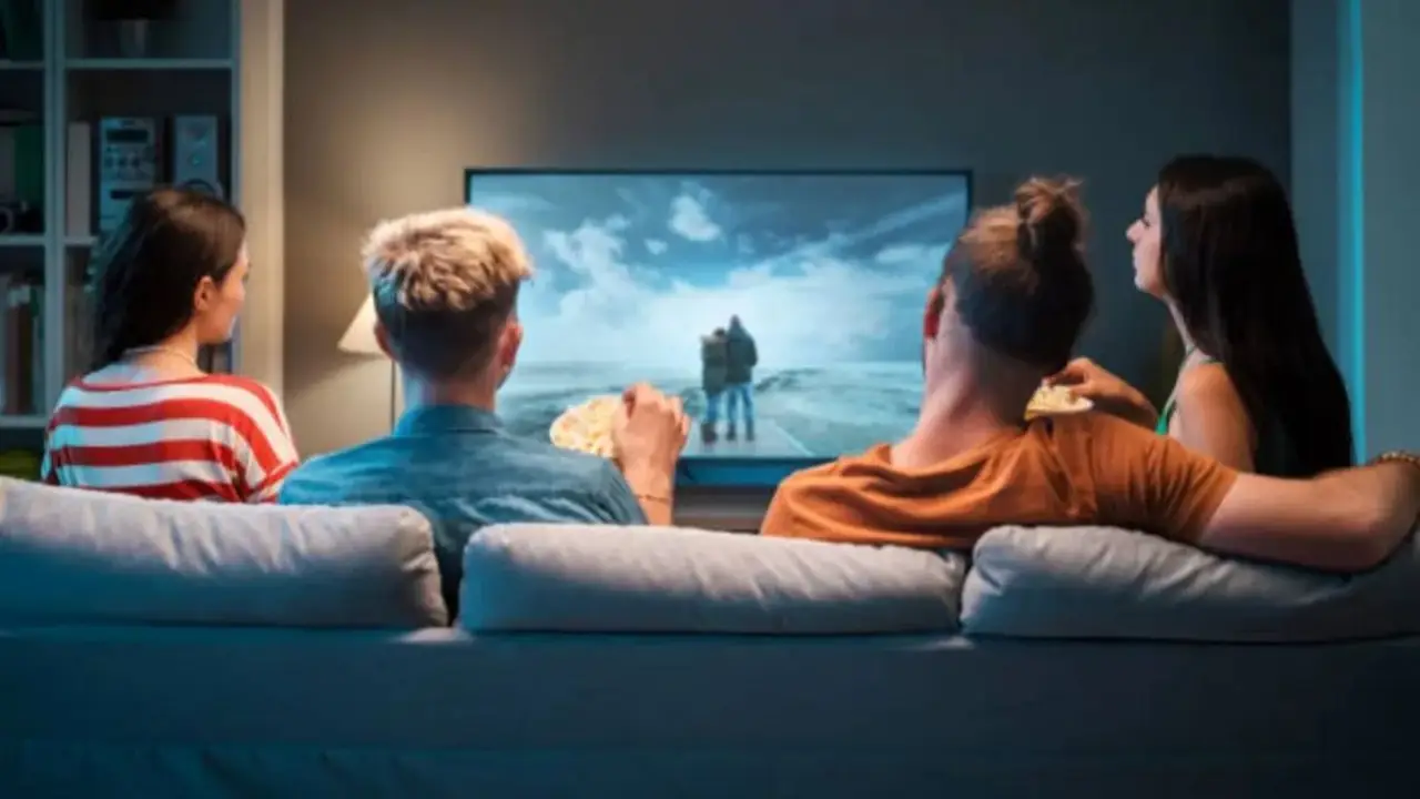 Grupo de amigos ve tv