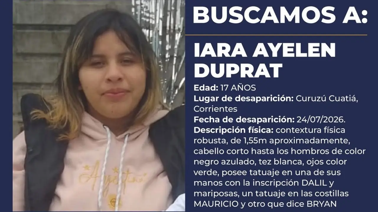 Alerta Sofía en Corrientes: buscan desesperadamente a Iara Ayelén Duprat