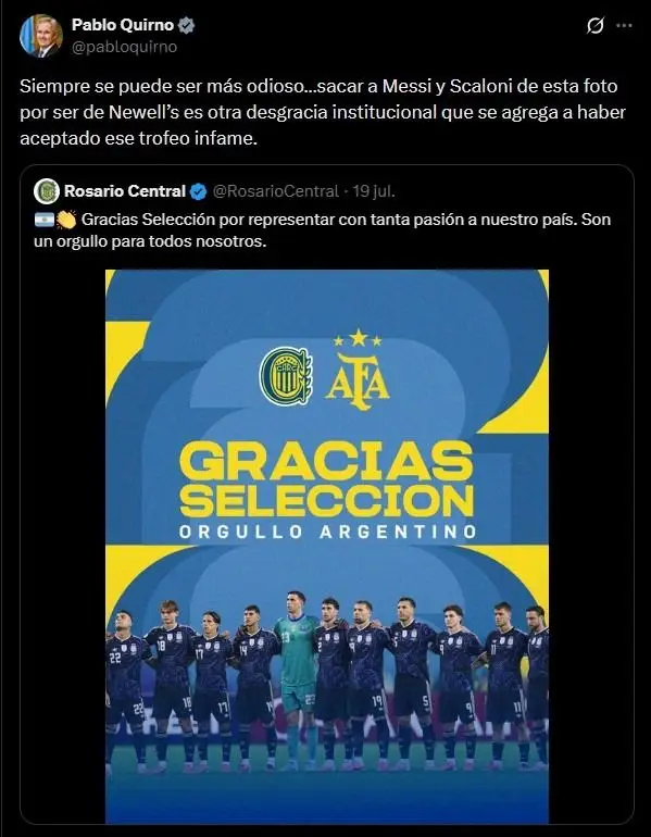 Rosario Central, Pablo Quirno, fútbol argentino, Selección Argentina, Lionel Messi